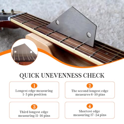 Kuylive Guitar Neck Notched Straight Edge Luthiers Tool with Guitar Fret File, Fret Rocker, Fingerboard Guards Protectors and Grinding Stones for Gibson 24.75" and Fender 25.5" Electric Guitars - Image 4