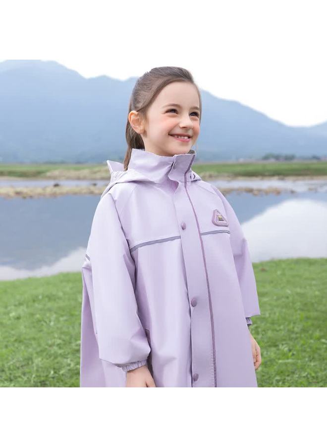 Lemonkid Lemon Baby Kids Raincoat Elementary School Rain Poncho Boys Girls Schoolwear With Backpack Cover Full Body Waterproof Thin Sand Purple M - Image 1