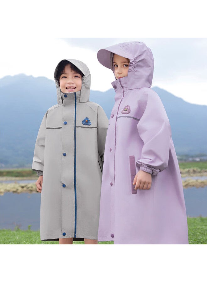 Lemonkid Lemon Baby Kids Raincoat Elementary School Rain Poncho Boys Girls Schoolwear With Backpack Cover Full Body Waterproof Thin Sand Purple M - Image 2