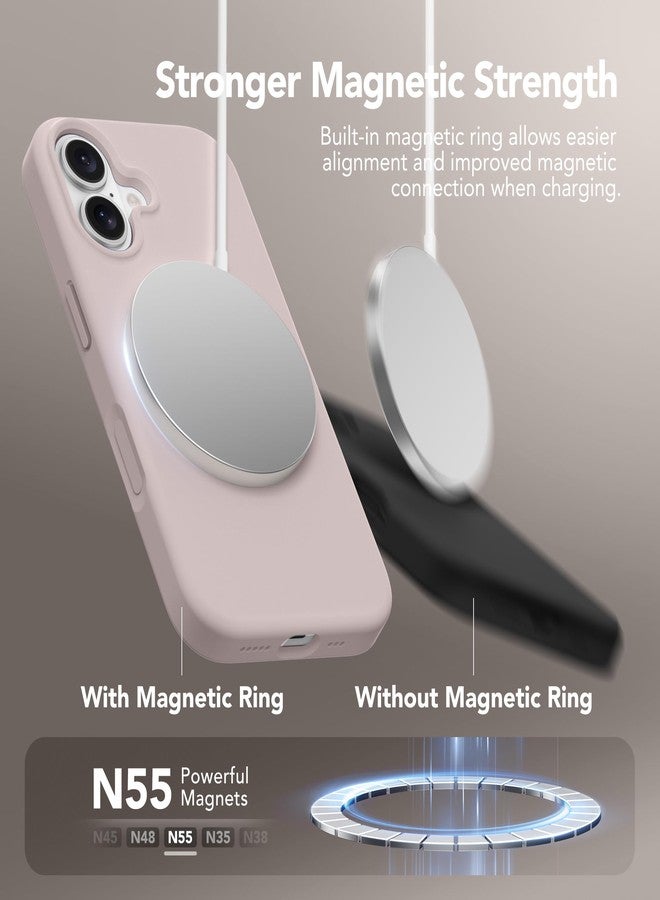 غونيز جراب GONEZ المغناطيسي لهاتف iPhone 16، متوافق مع MagSafe، [واقي شاشة + واقي عدسة الكاميرا]، جراب حماية من السيليكون السائل مقاوم للصدمات لهاتف iPhone 16 مقاس 6.1 بوصة، لون التارو الفاتح - Image 3