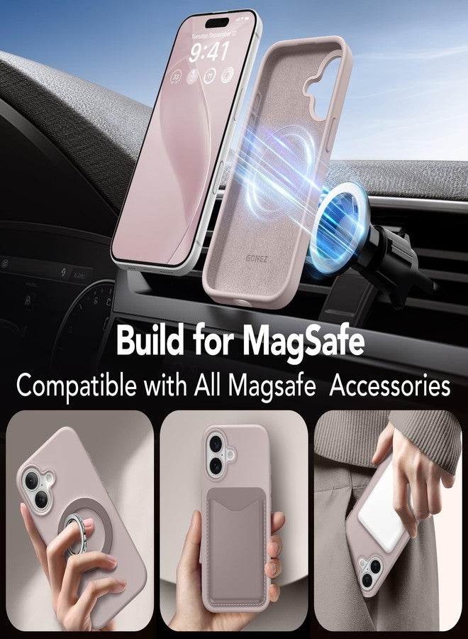 غونيز جراب GONEZ المغناطيسي لهاتف iPhone 16، متوافق مع MagSafe، [واقي شاشة + واقي عدسة الكاميرا]، جراب حماية من السيليكون السائل مقاوم للصدمات لهاتف iPhone 16 مقاس 6.1 بوصة، لون التارو الفاتح - Image 4