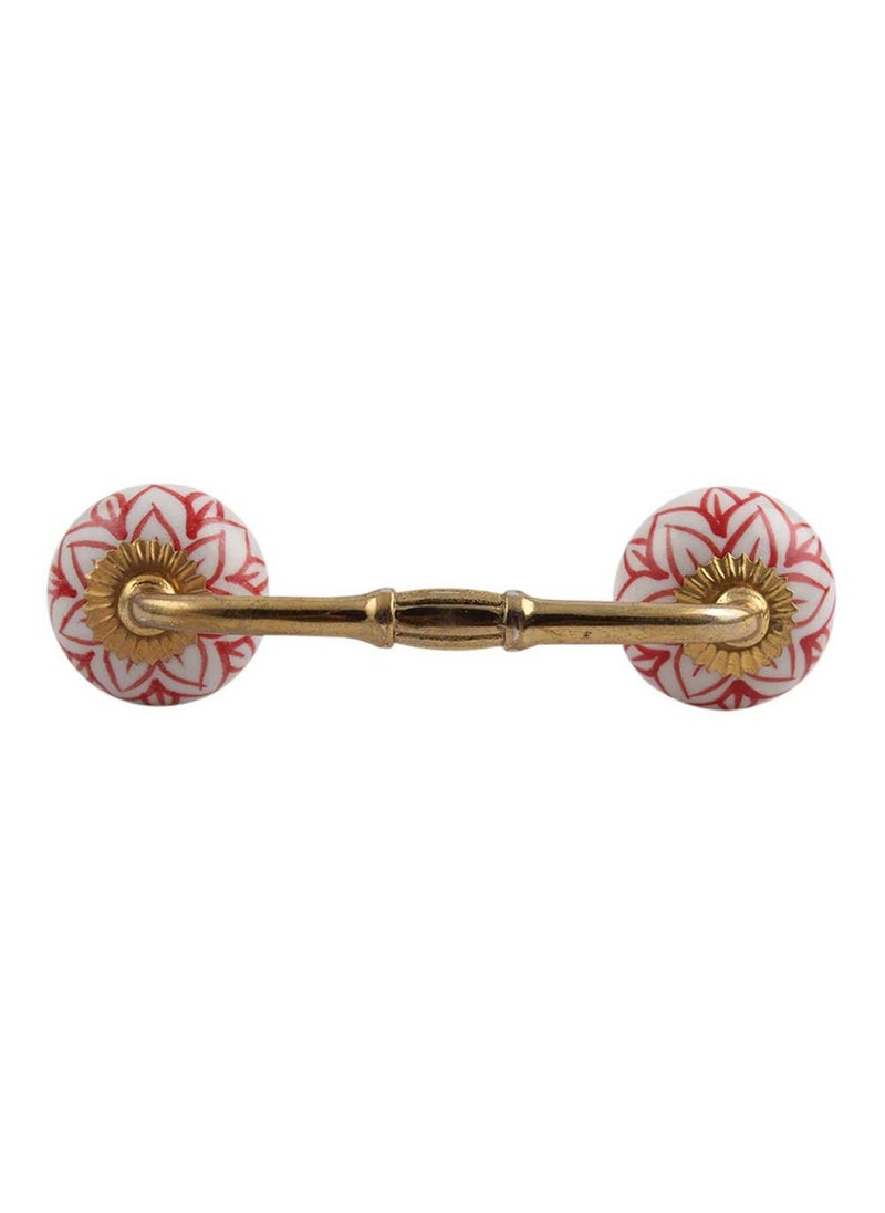 Indian-Shelf IndianShelf 1 Pack Red Unique Drawer Handles Decorative Cabinet Pulls Gold Hardware 6 Hole to Hole BH170CK139  - Image 1