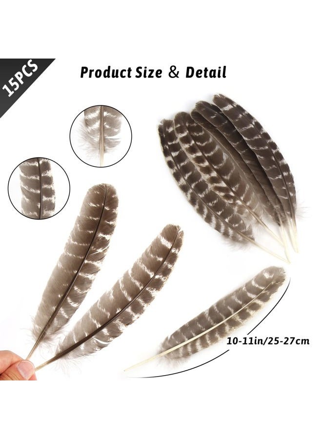 CCINEE 15pcs Natural Turkey Feather, 10-11 Inches Wild Turkey Feathers for Craft Costume Bridesmaid Corsage Wreath and Home Decoration - Image 2