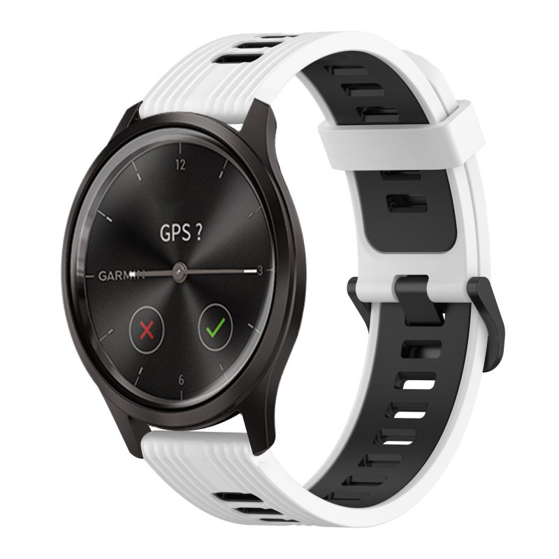 S-TOP For Garmin Move Style 20mm Vertical Pattern Two-Color Silicone Watch Band(White+Black) - Image 1