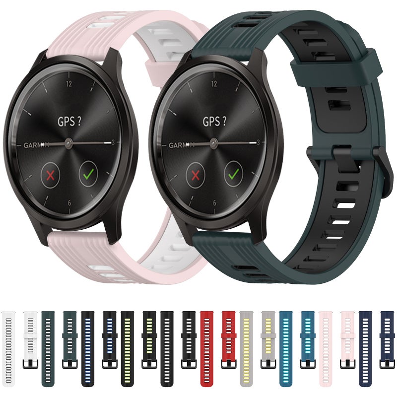 S-TOP For Garmin Move Style 20mm Vertical Pattern Two-Color Silicone Watch Band(White+Black) - Image 3