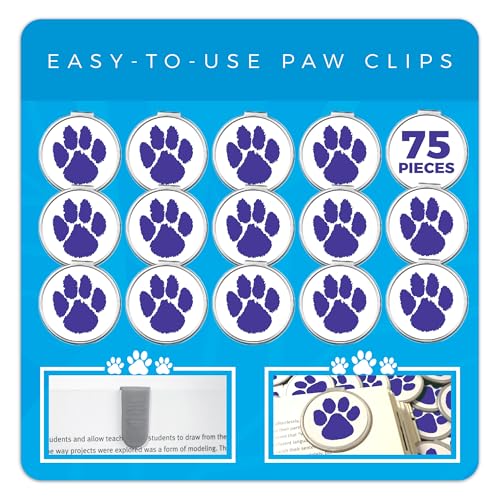 Fun-n-nuf Purple Paw Print Bookmarks for Kids – Mascot Clip Over The Page Book Markers—Cute Animal Bookmarks for Reading Rewards, Classroom Prizes, Teacher Gifts, Inspiring Kids’ Accessories—75 Pack - Image 4