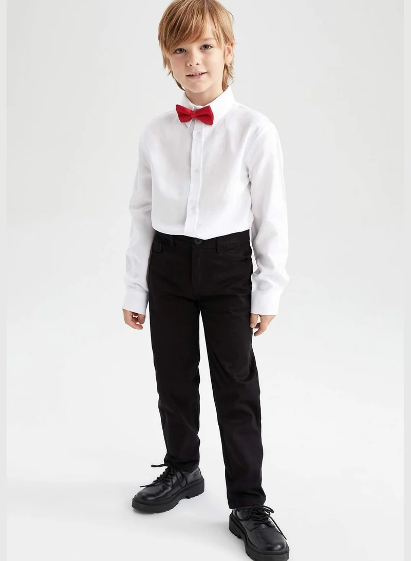 DeFacto Boy Polo Neck Woven Long Sleeve Shirt