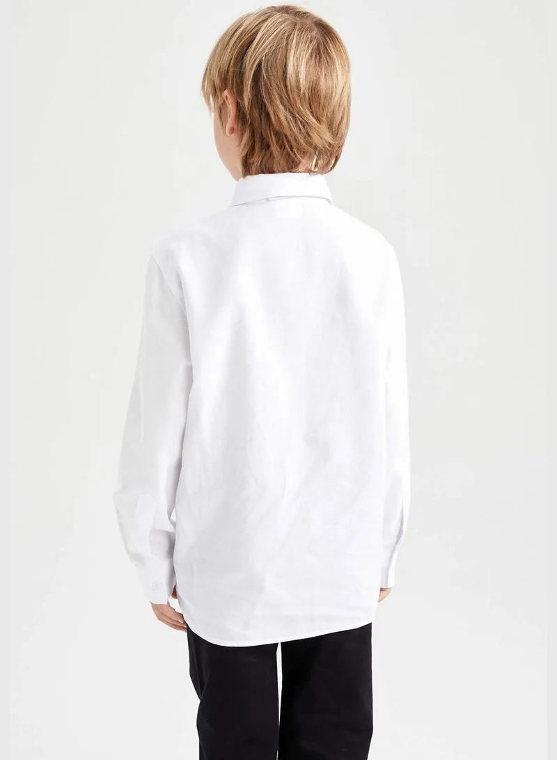 DeFacto Boy Polo Neck Woven Long Sleeve Shirt
