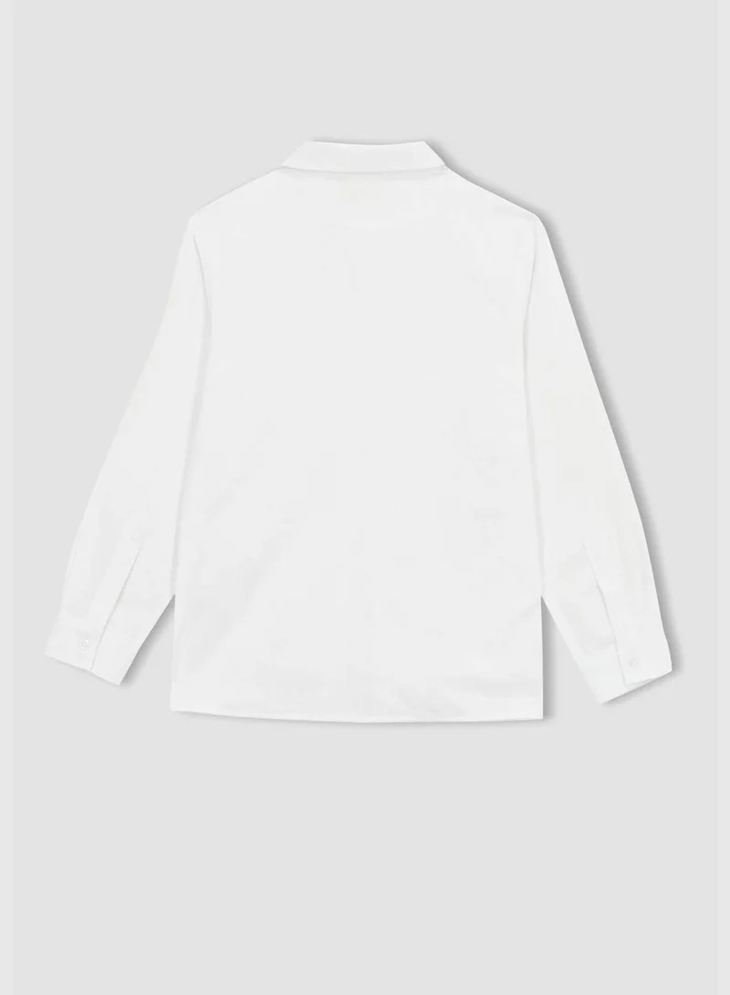 DeFacto Boy Polo Neck Woven Long Sleeve Shirt