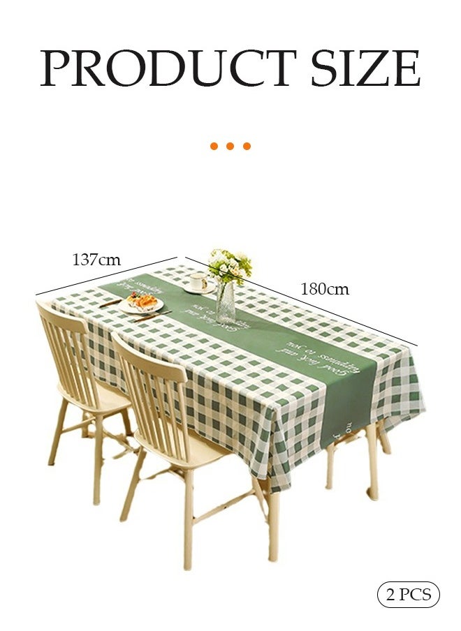 DUNISO - 2 Pcs Waterproof tablecloth, rectangular tablecloths, no wash dust proof tablecloths, heat resistant and wear resistant, suitable for dining tables, desks, dressing tables, counters, coffee tables, 137cm * 180cm - Image 1