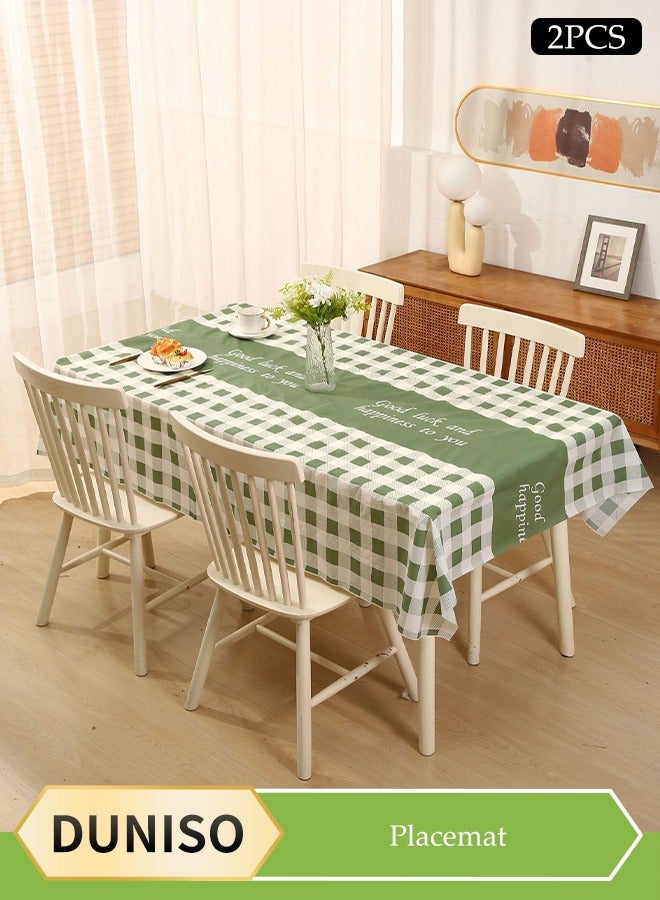 DUNISO طقم 2 قطعة من المفرش المقاوم للماء، مفرش مستطيل، مفرش مقاوم للغبار بدون غسيل، مقاوم للحرارة ومتين، مناسب لطاولات الطعام، المكاتب، طاولات الزينة، العدادات، طاولات القهوة، 137 سم * 180 سم - Image 1
