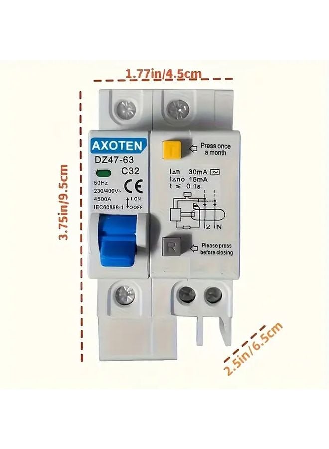 1P N 32A Leakage Protection Switch 5 Pack DZ47 63 Circuit Breaker - Image 4