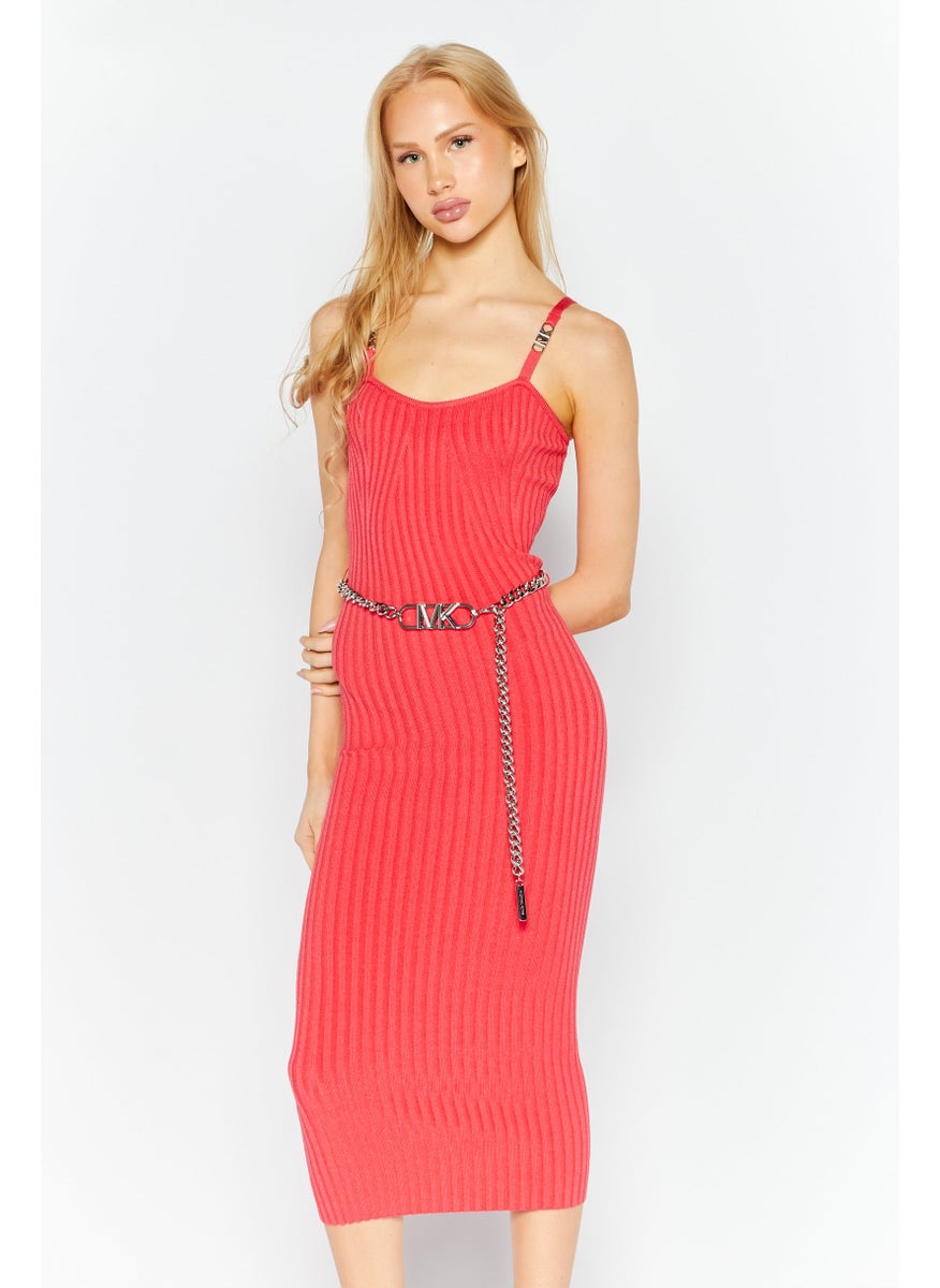 Michael Kors Women Ribbed Belted Bodycon Dress, Fuchsia  - Image 1