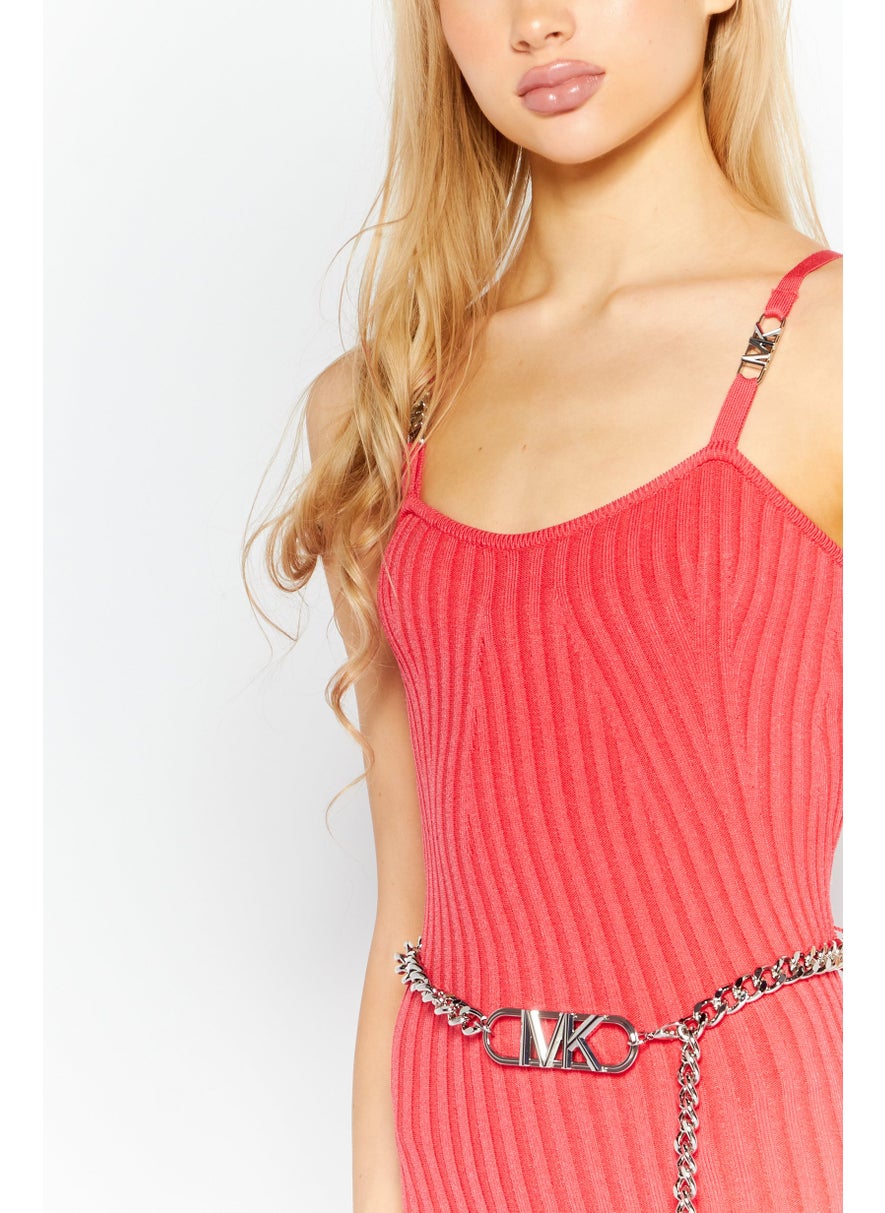 Michael Kors Women Ribbed Belted Bodycon Dress, Fuchsia  - Image 3