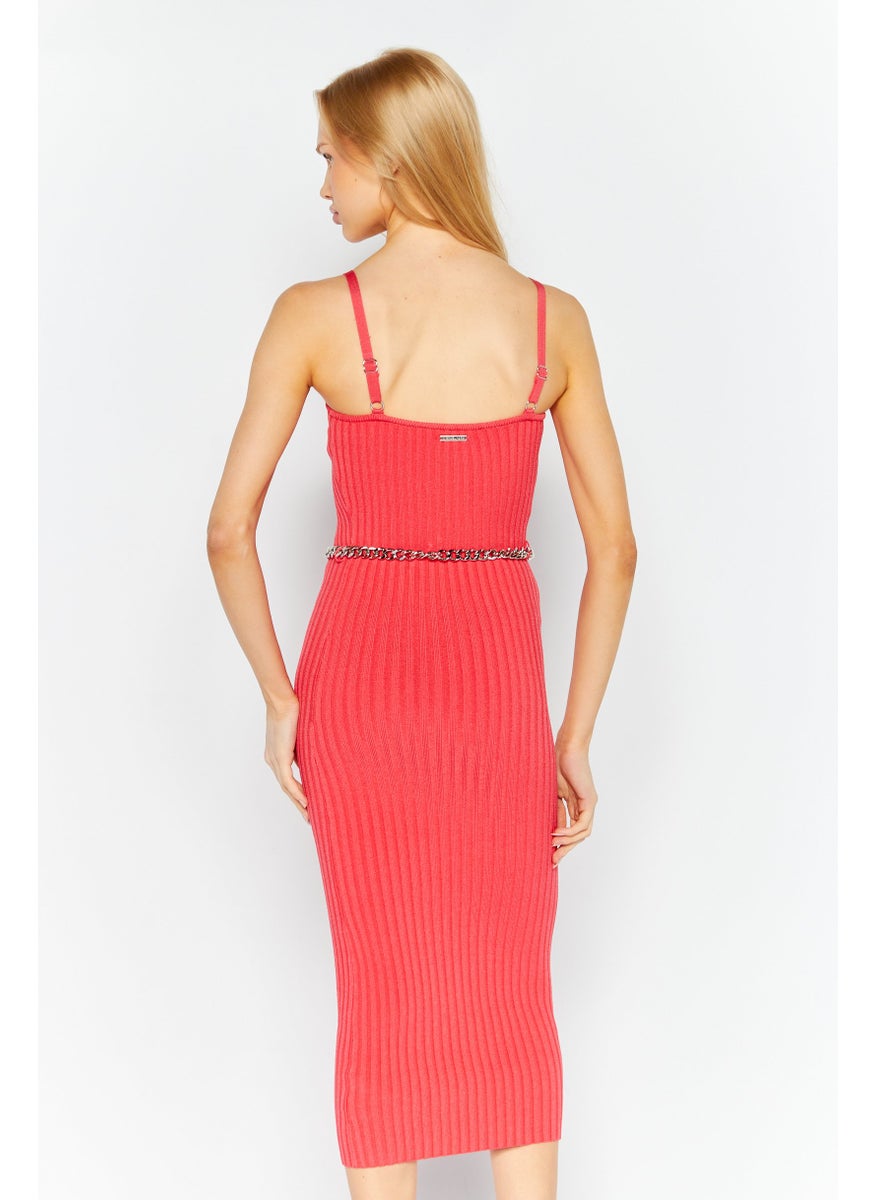 Michael Kors Women Ribbed Belted Bodycon Dress, Fuchsia  - Image 4