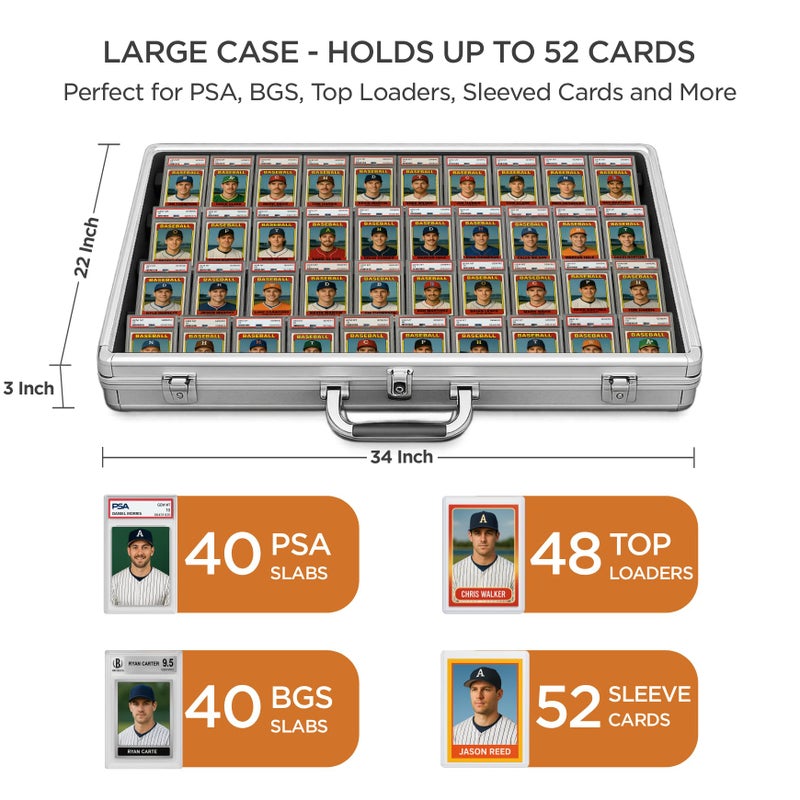 ZivPlay Sports Card Display Case Trade Show Display Case for TCG Pokemon Trading Cards and Jewelry Table Top Display Hold Upto 52 Slabs Made of Aluminum Acrylic Glass Anti Theft Lock Portable 34â€x22â€ - Image 2