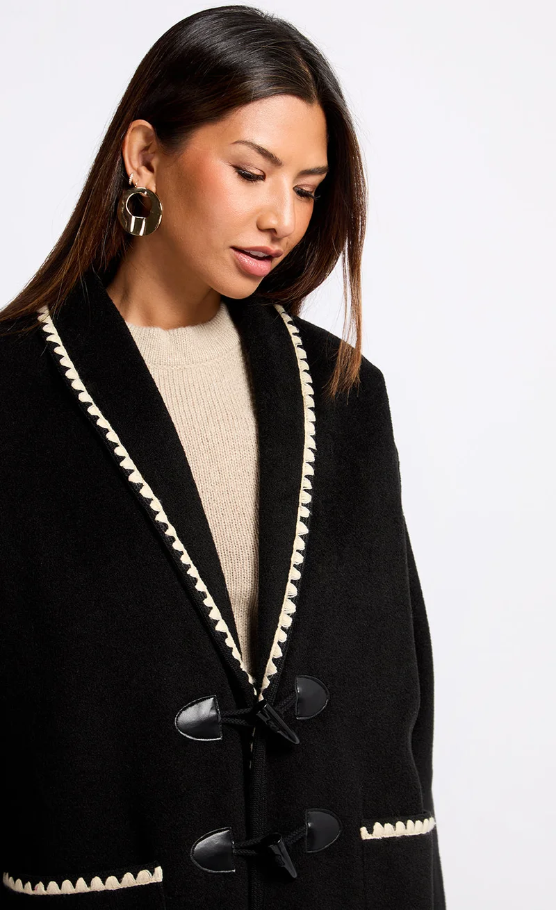 ليتل مسترس جاكيت بياقة متباينة مع تطريز