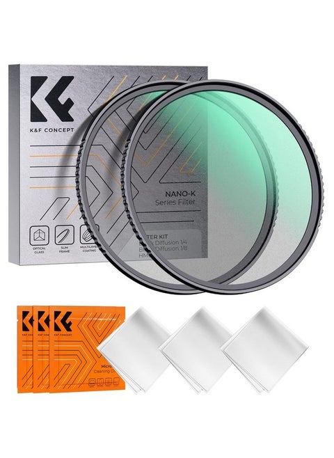82Mm Black Diffusion 1 4 & 1 8 Filters Kit Mist Cinematic Effect Filters Set With Multilayer Coated For Camera Lens K Series
