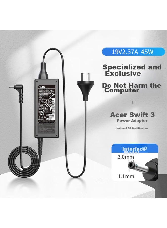 Elei, Acer Laptop Power Acer Swift 3 Sf314-51 Sf3tmp238/236 Computer Charger Cable, 19v3.42a/2.37a, 3.0*1.1 Thin Port - Image 1