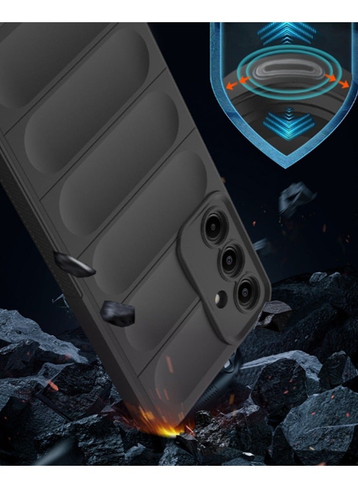 for Samsung Galaxy A36 5G Case Cover, Heavy Duty 4D Striped Pattern Sensory Soft Silicone Full Portection Shockproof Phone Case for Samsung Galaxy A36 5G, Black - Image 3