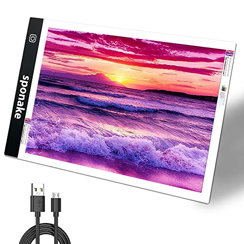 sponake A4 Light Pad for Diamond Painting - Sponake Light Board Tracing with 3 Level Brightness Apply to Full Drill & Partial Drill 5D Diamonds Art - Craft, Sketching, Animation,Weeding Vinyl - Image 1