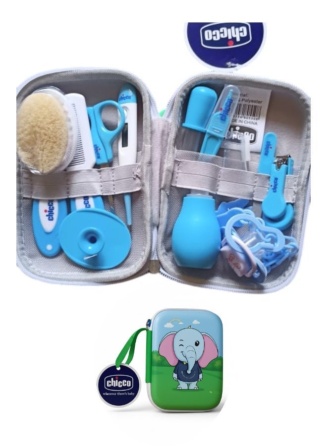Chicco Complete Baby Care Kit - 13 Pcs Newborn Grooming Set with Cute Elephant Travel Case - Image 1