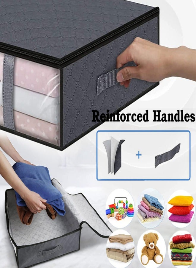 Set of 2 Under Bed Storage Bags Large Capacity Foldable Organizer with Reinforced Handles, Thick Fabric Storage Bins for Comforters, Blankets, Bedding, Clothing  - Image 3