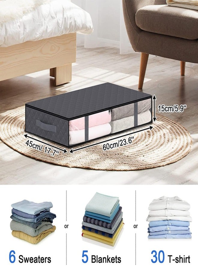 Set of 2 Under Bed Storage Bags Large Capacity Foldable Organizer with Reinforced Handles, Thick Fabric Storage Bins for Comforters, Blankets, Bedding, Clothing  - Image 5