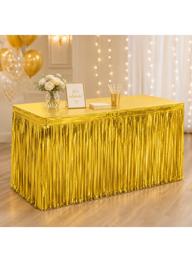 Gold Foil Table Skirt, 2.5 ft x 14 ft Shiny Party Table Skirting for Birthday, Wedding, Baby Shower and Celebration Table Décor - Image 3