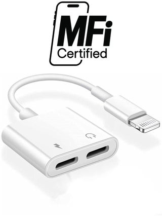 iPhone Headphones Adapter & Splitter, 2 in 1 Dual Lightning Charger Cable Aux Audio Adapter Converter for iPhone 12/11/XS/XR/X/8/7/6/iPad, Support Calling+Charging+Music Control - pzsku/Z02C89EC81A9F95B82110Z/45/_/1738233639/7be6d790-607a-4817-9b9c-70220904637d