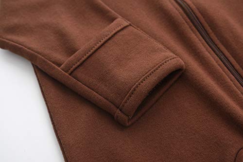 GLEAMING GRAIN Baby Boys Sleep and Play Coffee 12 Months Baby Cotton Sleeper Zip Front Footed Pajamas Coffee 9-12 Months - Image 5