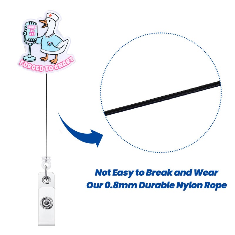 BEZTN Born To Yap Funny Goose Badge Reel  Cute Retractable Id Card Medical Badge Holder  Name Tag Work Badge Clip For Rn Lpn Cna Ma Er Night Shift Nurse Nursing Student Doctor  Nurse Gifts - Image 5