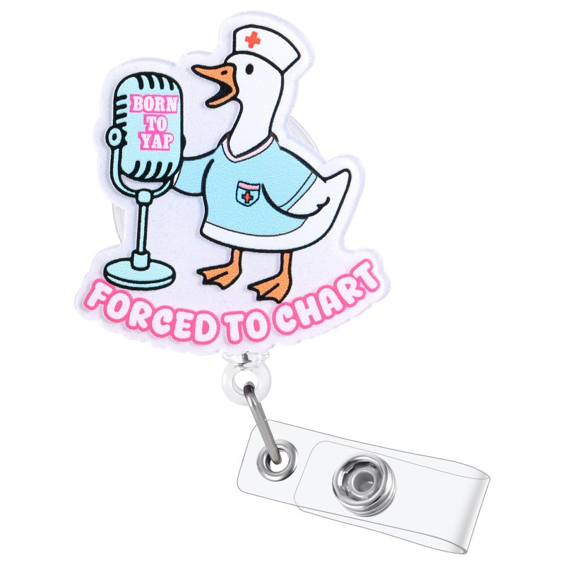 BEZTN Born To Yap Funny Goose Badge Reel  Cute Retractable Id Card Medical Badge Holder  Name Tag Work Badge Clip For Rn Lpn Cna Ma Er Night Shift Nurse Nursing Student Doctor  Nurse Gifts - Image 1