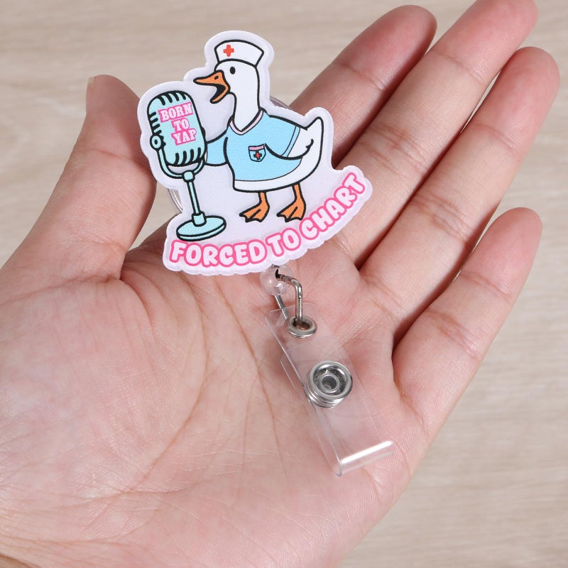BEZTN Born To Yap Funny Goose Badge Reel  Cute Retractable Id Card Medical Badge Holder  Name Tag Work Badge Clip For Rn Lpn Cna Ma Er Night Shift Nurse Nursing Student Doctor  Nurse Gifts - Image 2