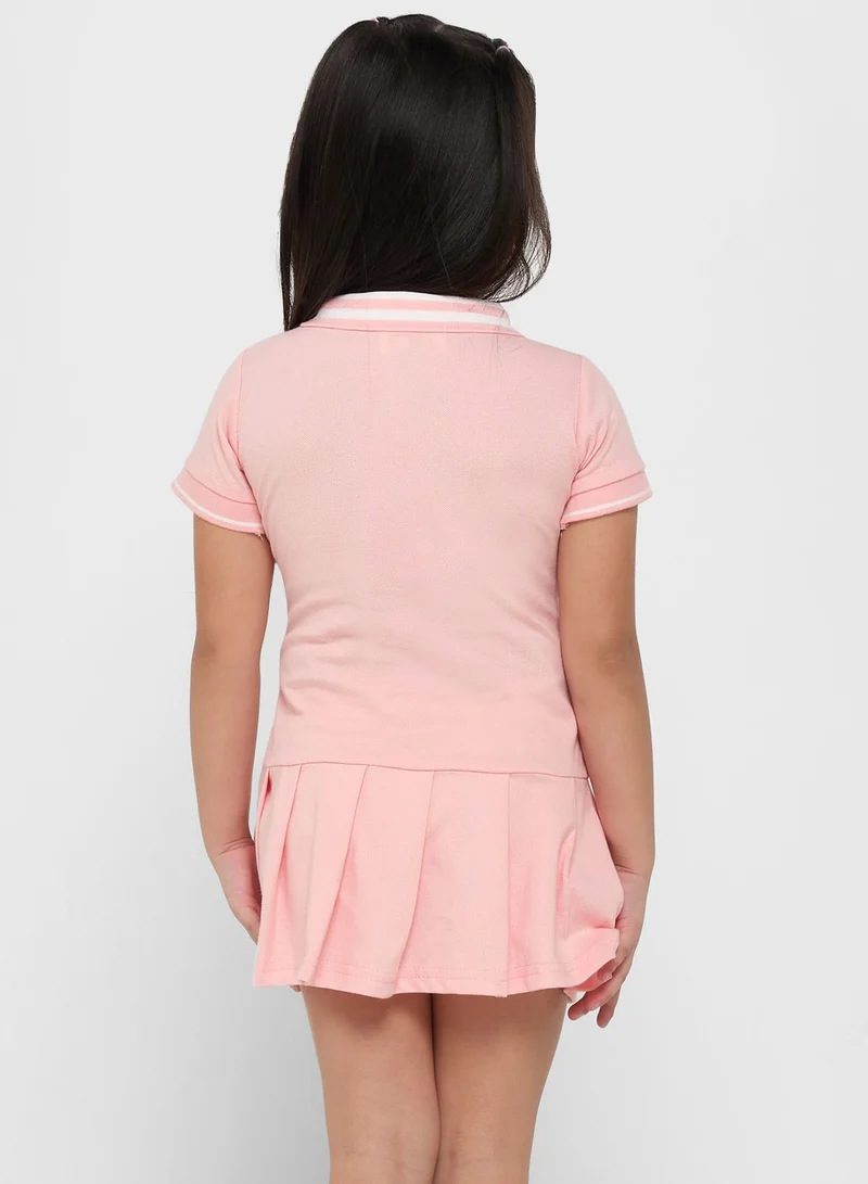 Pinata Girls Collared Neck Pleated Casual Dress