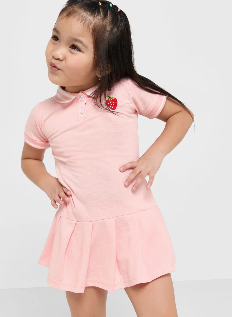 Pinata Girls Collared Neck Pleated Casual Dress