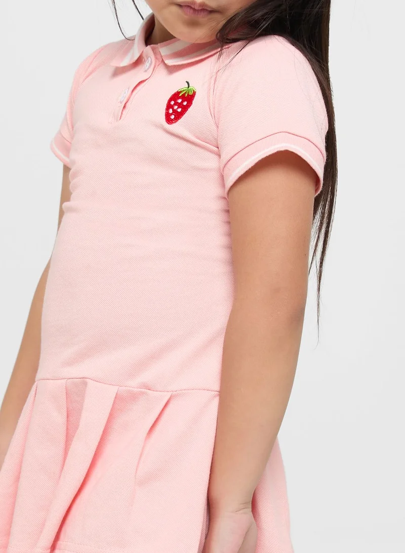 Pinata Girls Collared Neck Pleated Casual Dress