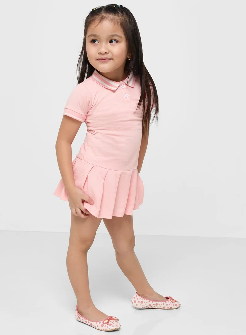 Pinata Girls Collared Neck Pleated Casual Dress