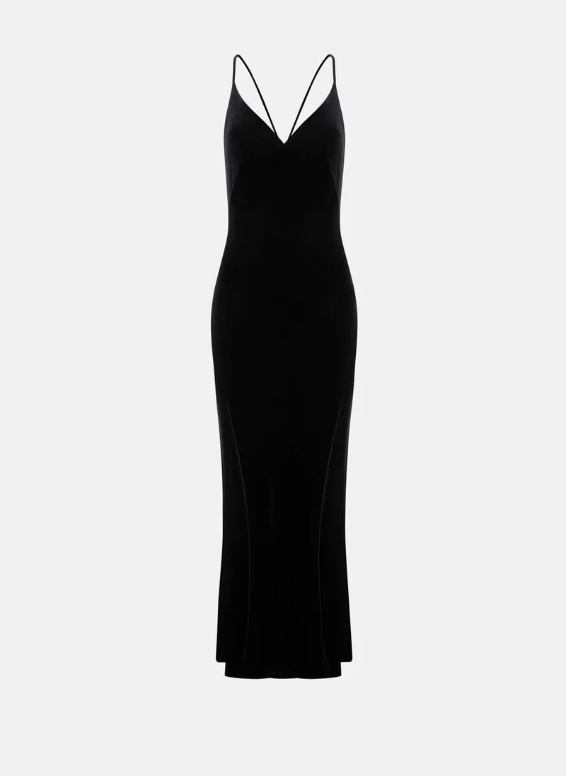 Lichi Velvet maxi dress with thin straps