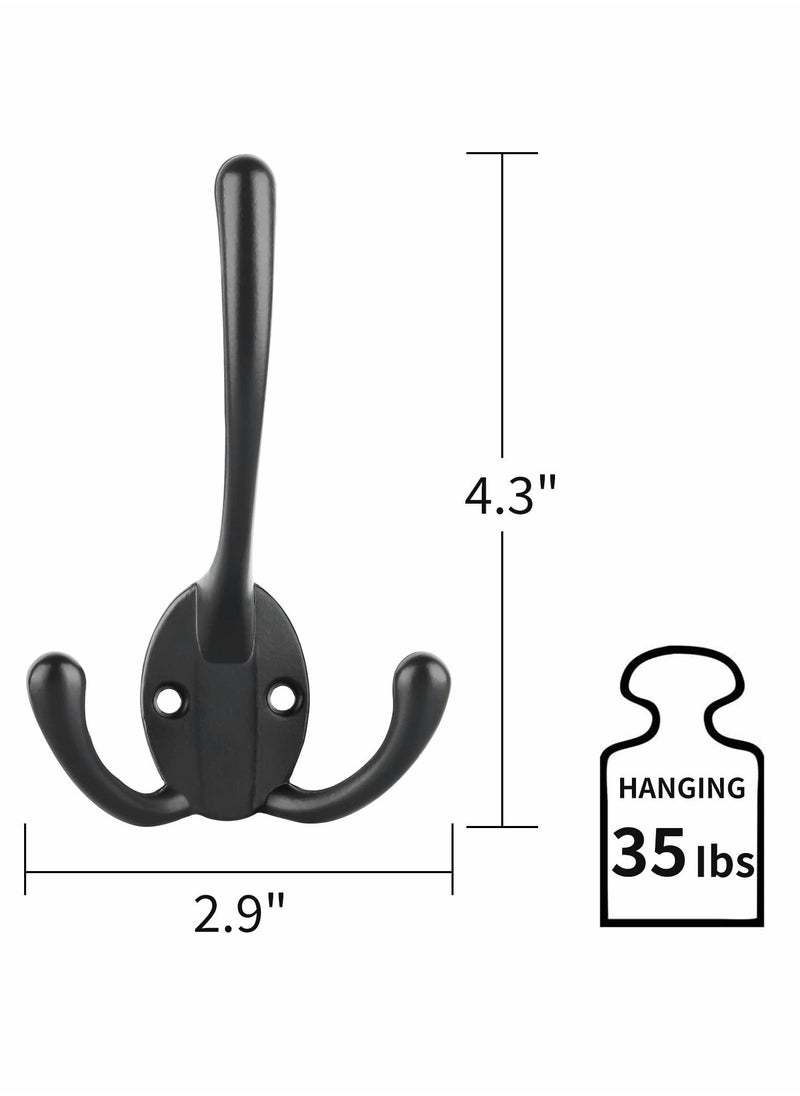 SYOSI - Coat Hooks Wall Mounted, Big Heavy Duty Three Prongs with 14 Screws Retro Double Utility Rustic Hooks for Thick Coat, Big Heavy Bag（7 Pack ） - Image 1