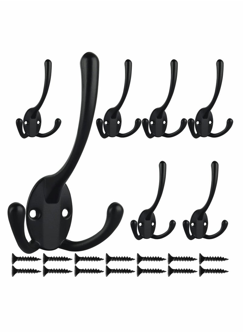 SYOSI - Coat Hooks Wall Mounted, Big Heavy Duty Three Prongs with 14 Screws Retro Double Utility Rustic Hooks for Thick Coat, Big Heavy Bag（7 Pack ） - Image 1