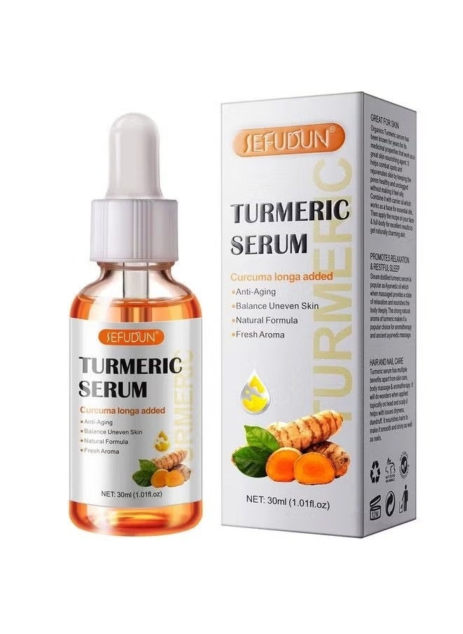 Sefudun - Turmeric Serum for Dark Spots 1 Fl Oz, Turmeric Dark Spot Corrector Serum for Face & Body, Anti Aging Facial Serum for Women and Men, Reduces Hyperpigmentation, Age Spots, Sun Spot, Improve Skin Tone - Image 1