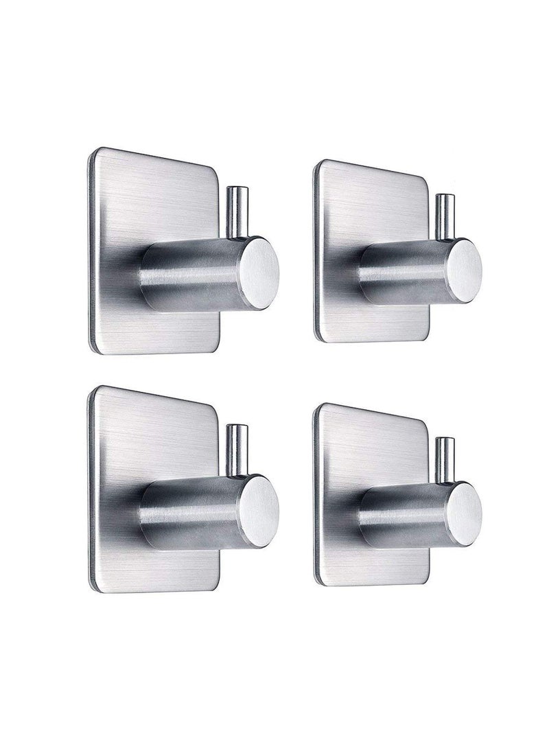 SYOSI 4 Pcs Heavy Duty Wall Hooks, Self Adhesive 304 Stainless Steel Anti-Rust Waterproof Hooks Perfect for Bathroom, Bedroom, and Kitchen Hooks for Hanging Hat, Towel, or Coat  - Image 1