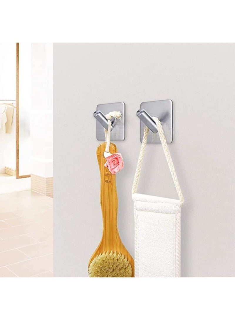 SYOSI 4 Pcs Heavy Duty Wall Hooks, Self Adhesive 304 Stainless Steel Anti-Rust Waterproof Hooks Perfect for Bathroom, Bedroom, and Kitchen Hooks for Hanging Hat, Towel, or Coat  - Image 2