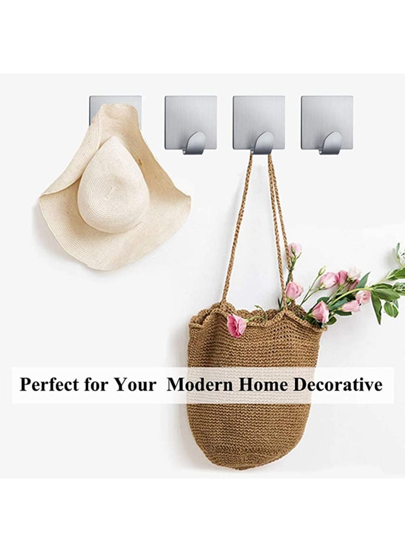SYOSI 4 Pcs Heavy Duty Wall Hooks, Self Adhesive 304 Stainless Steel Anti-Rust Waterproof Hooks Perfect for Bathroom, Bedroom, and Kitchen Hooks for Hanging Hat, Towel, or Coat  - Image 3