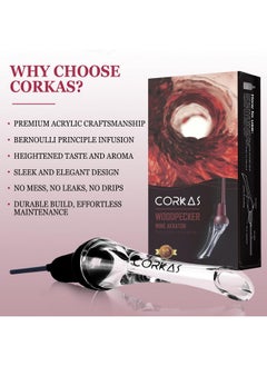 CORKAS Wine Aerator Professional Quality Wine Aerator Pourer, 2-In-1 Wine Pourer Aerator And Decanter Spout For Aerating Wine Instantly, Wine Accessories Gift For Wine Lovers, No-Drip Or Spill  - Image 4