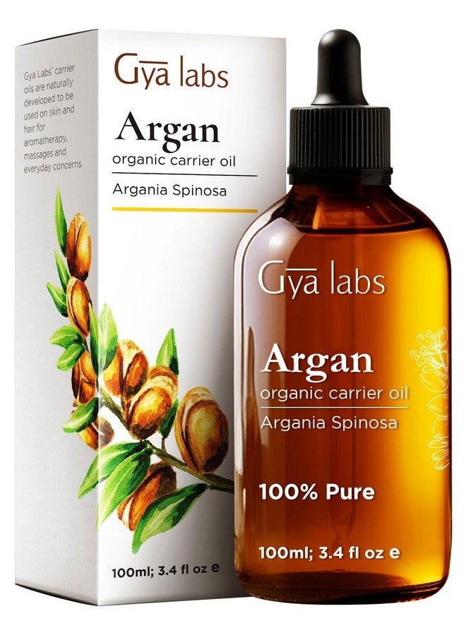 جيا لابس زيت الأرغان العضوي للشعر من Gya Labs - زيت أرغان مغربي نقي معصور على البارد للبشرة والوجه - زيت أرغان مرطب للشعر، يُستخدم في صناعة اللوشن والصابون وبلسم الشعر (3.4 أونصة سائلة) - Image 1