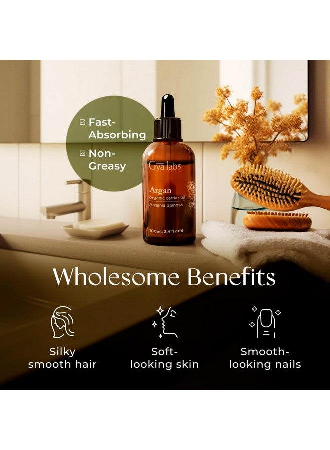 جيا لابس زيت الأرغان العضوي للشعر من Gya Labs - زيت أرغان مغربي نقي معصور على البارد للبشرة والوجه - زيت أرغان مرطب للشعر، يُستخدم في صناعة اللوشن والصابون وبلسم الشعر (3.4 أونصة سائلة) - Image 5