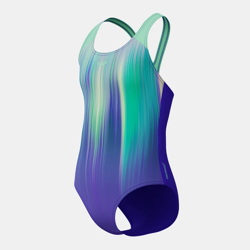 speedo Purple Kids' Digi Placement Splashback Swimsuit  | Best Price UAE