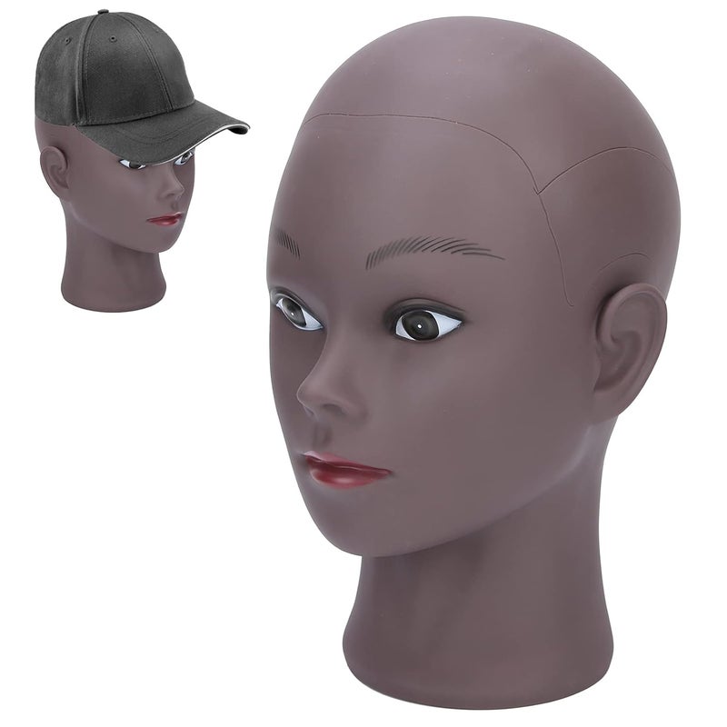 klarako Bald Mannequin Head,Dark Skin Jewelry Display Manikin Head,African Model Head for Wig and Hat Display,Wig Head Stand - Image 5